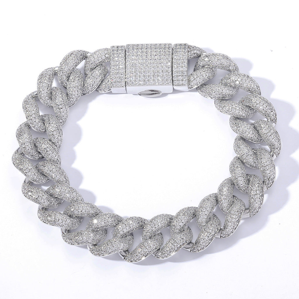 Hip Hop Cuban Link Bubble Cubic Zirconia Bracelet for Men