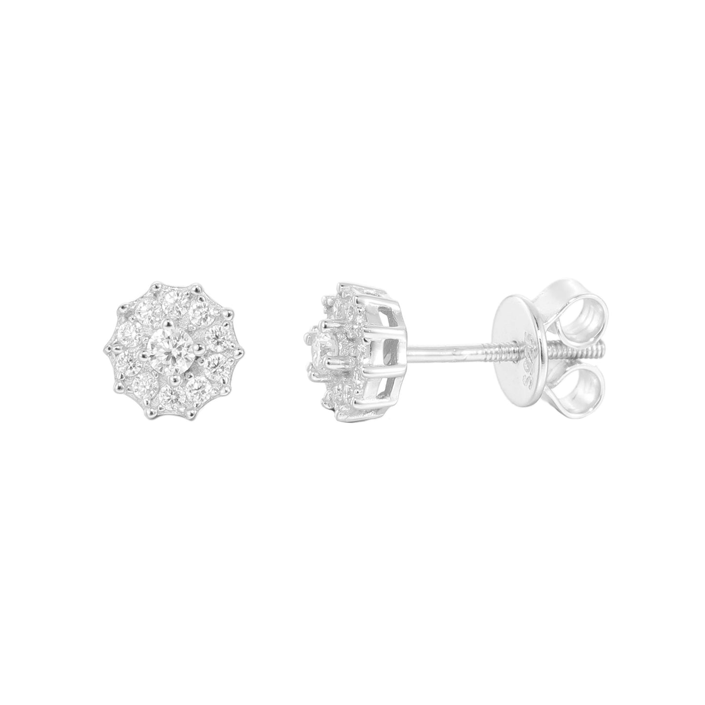 Unisex Round Moissanite Stud Earrings in Gold Tone or White Gold Tone, Iced Out Micro Pave Hip Hop Earrings product image