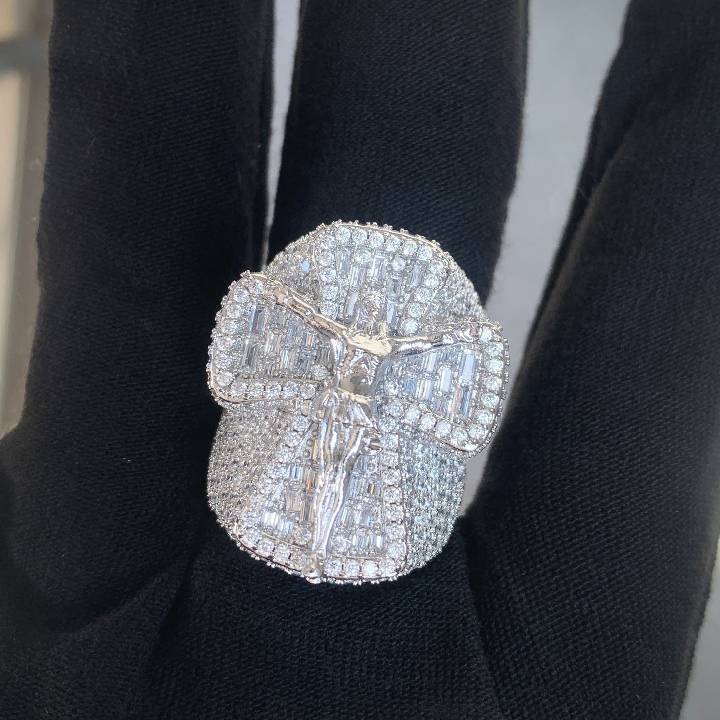 Iced Out Angel Statement Ring
