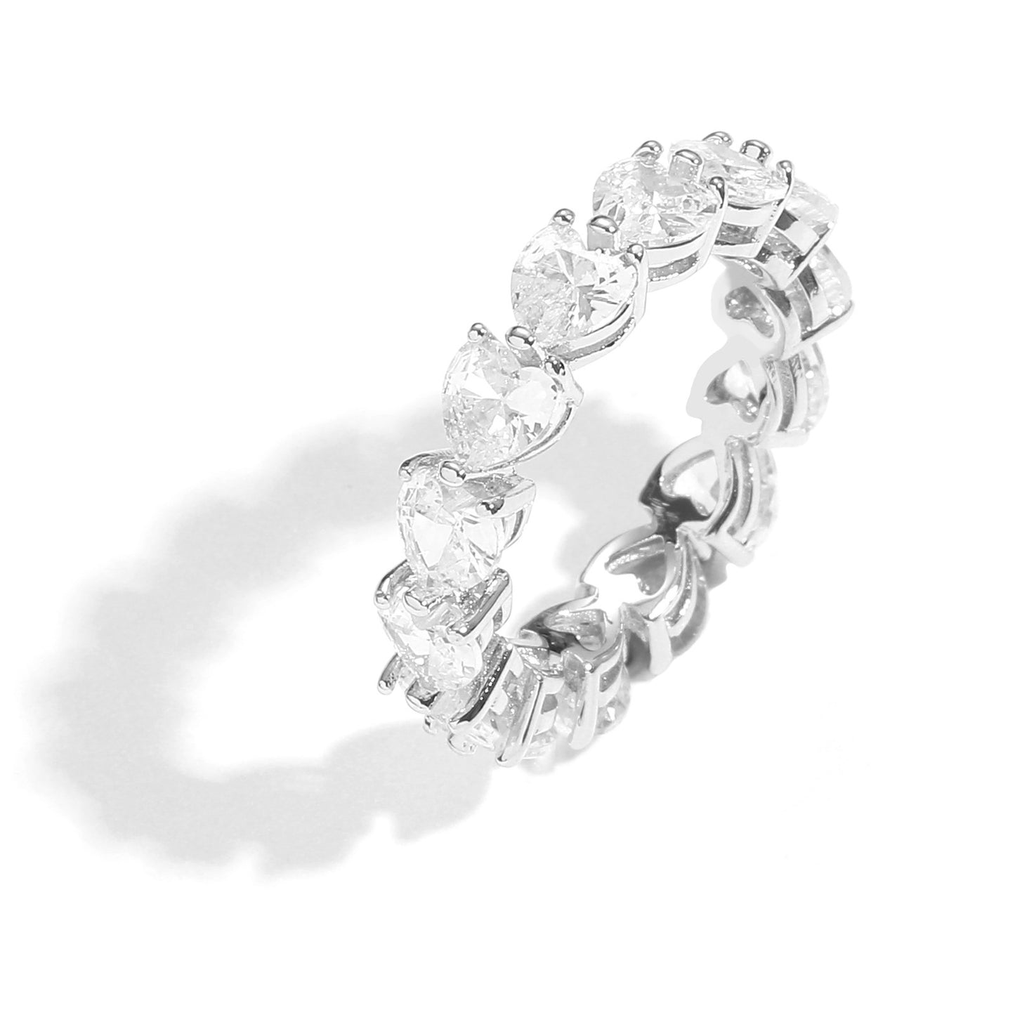Hip Hop Heart Cubic Zirconia Ring for Men and Women