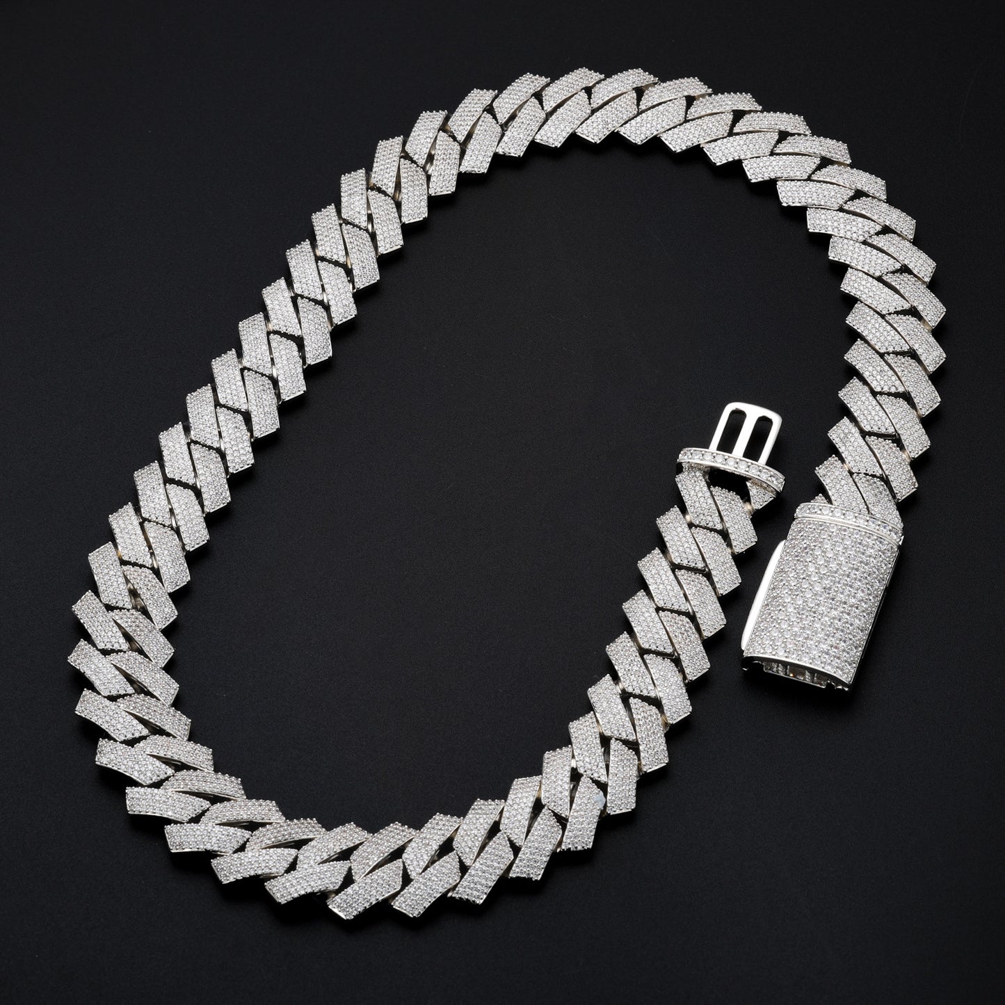 Iced Out Cuban Link Chain Necklace for Men & Women - Geometric Hip Hop Cubic Zirconia Pendant Chain product image