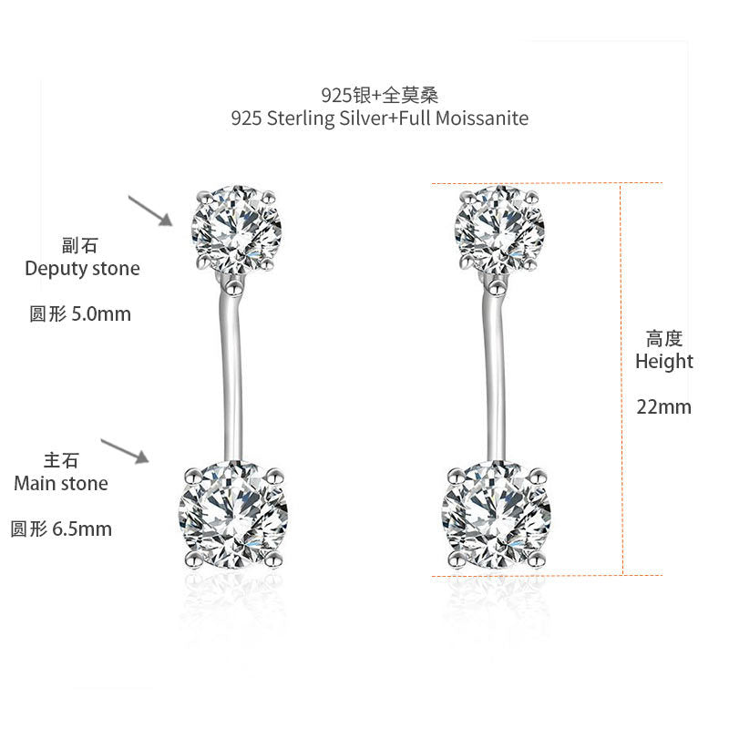 6.5mm Round Moissanite Stud Earrings, Two-Way Wear, 4-Prong S925 Silver Plated 18K Gold for Women product image