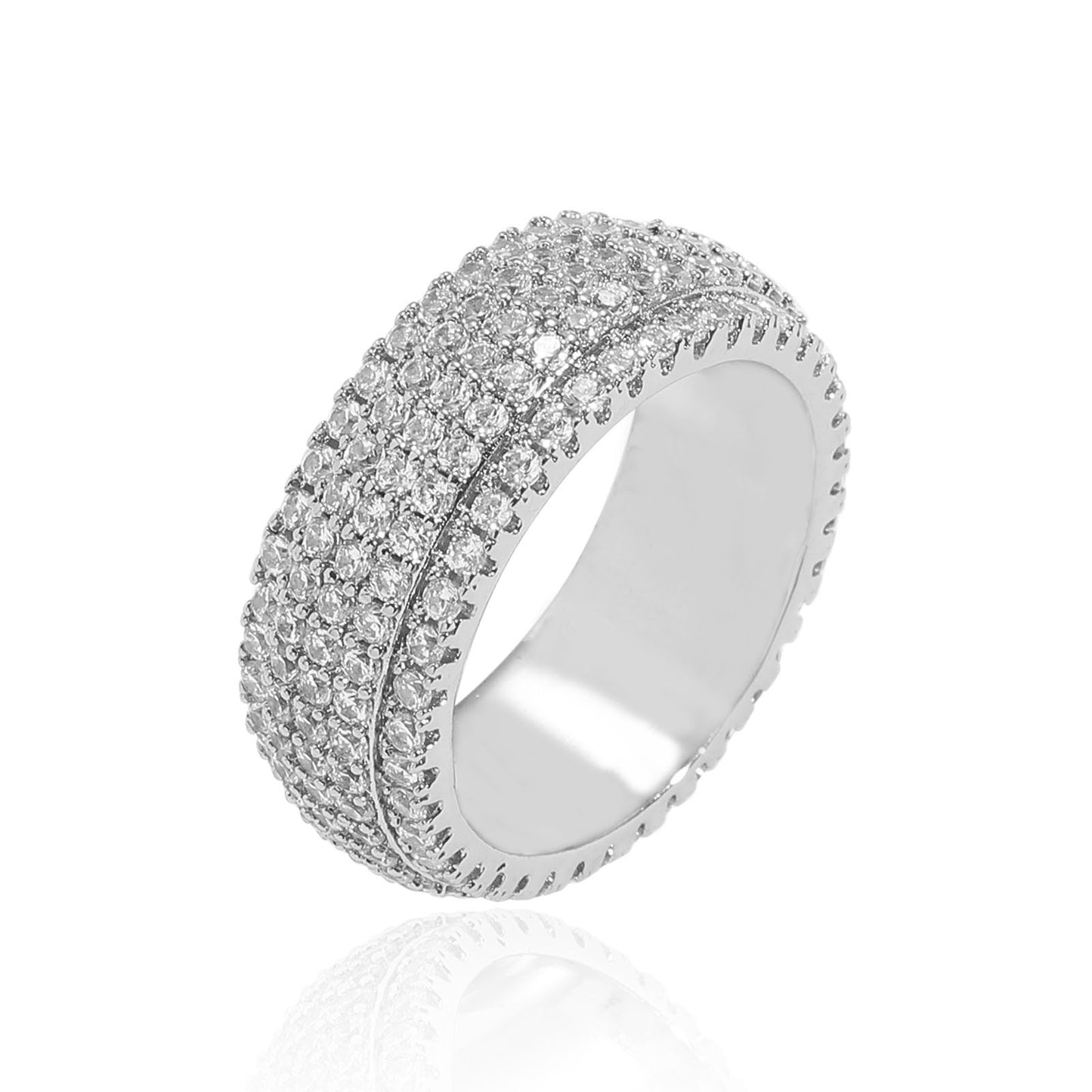 Hip Hop Minimalist Fashion Cubic Zirconia Ring for Men and Women