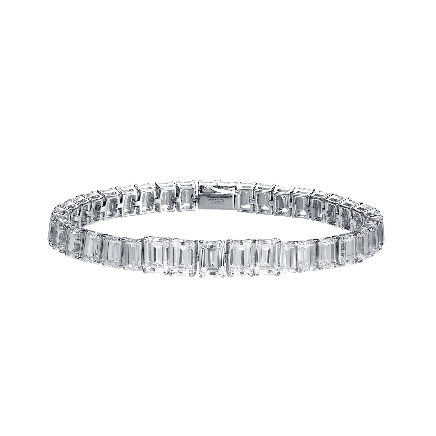 Emerald-Cut Moissanite Tennis Bracelet, S925 Silver, 18k Gold-Plated product image