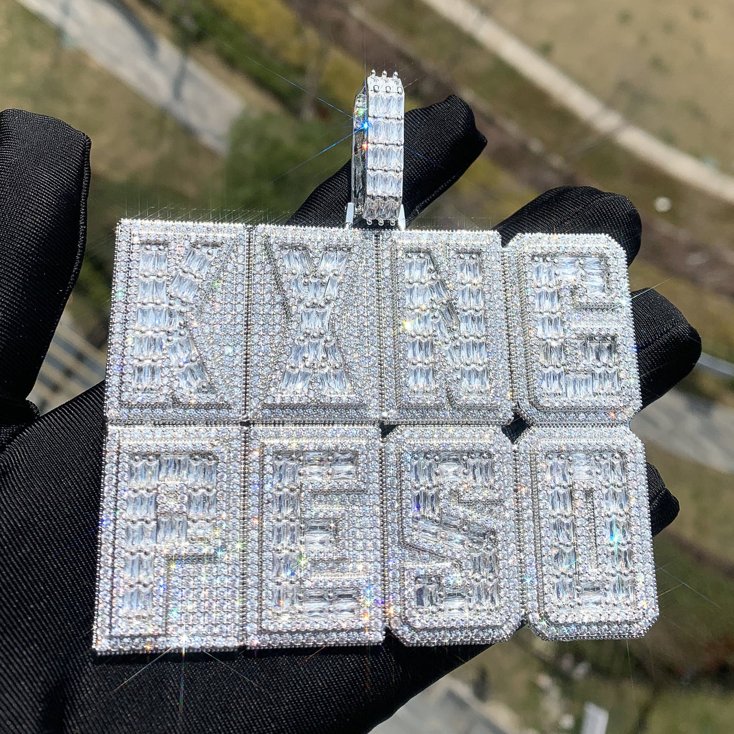 Unisex Iced Out Letter Pendant Necklace