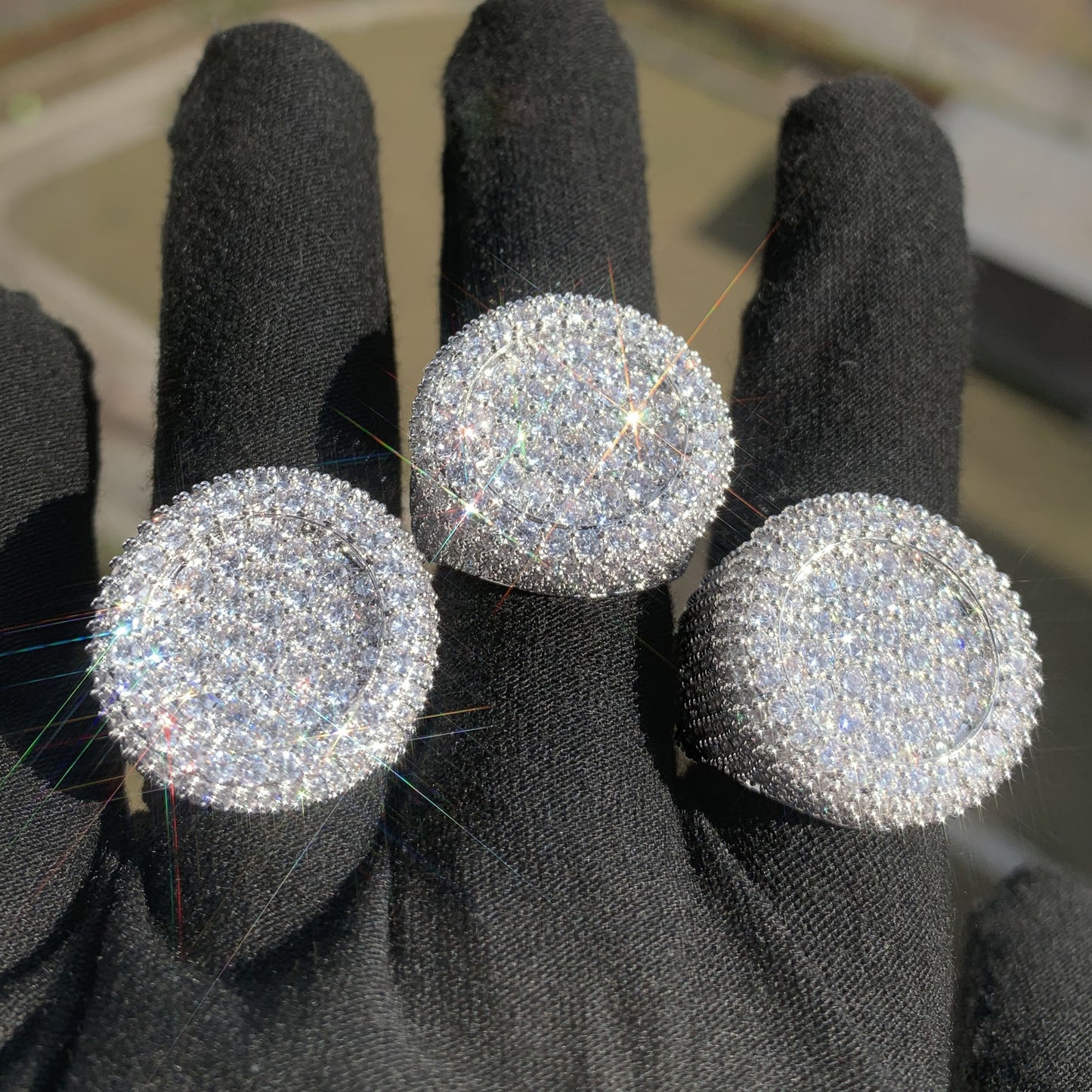 Round Micro Pave Iced Out Statement Ring for Unisex Hip Hop Style