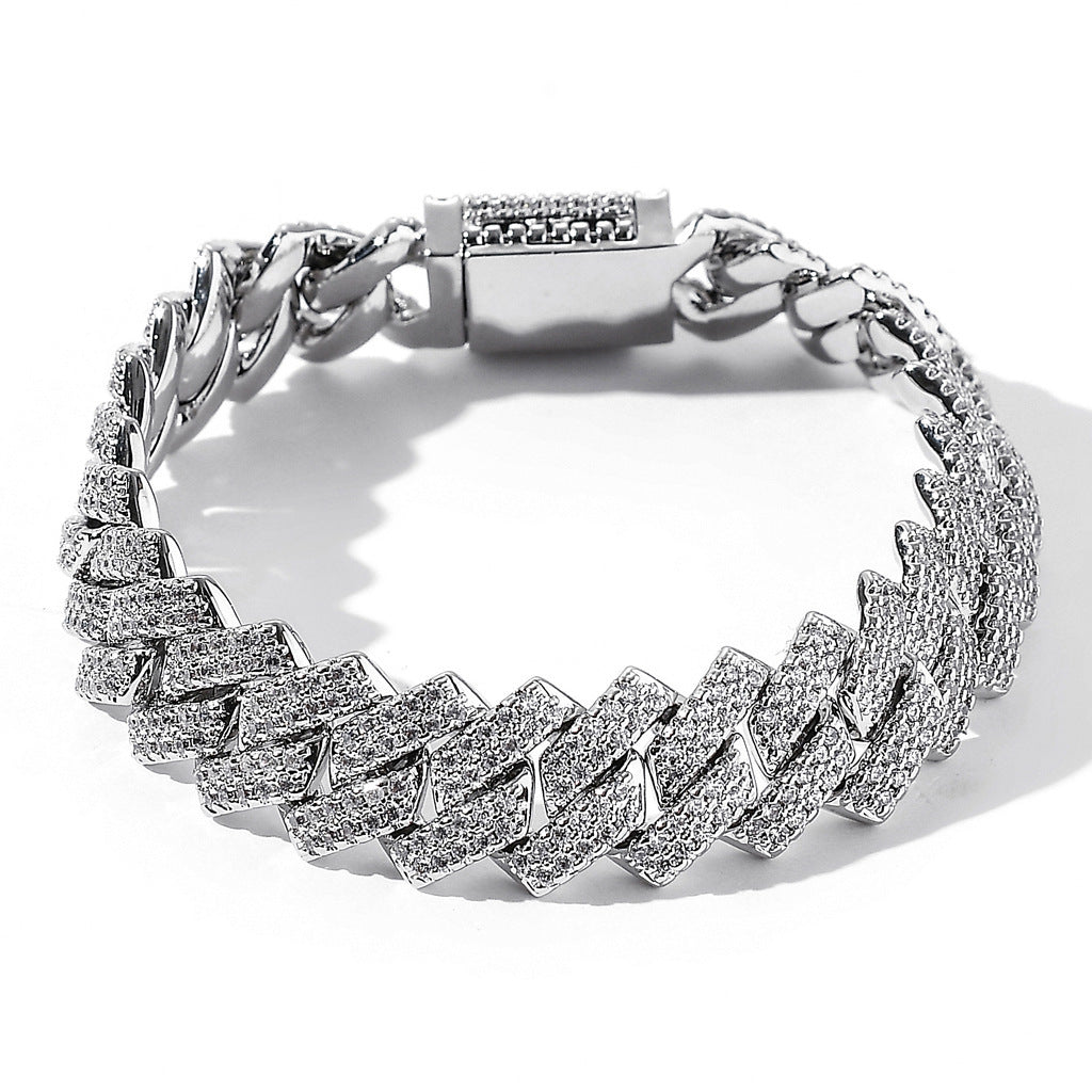 Hip Hop Cuban Link Cubic Zirconia Bracelet for Men