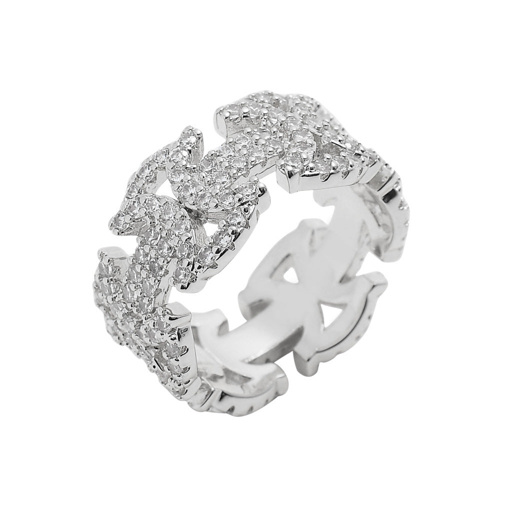 Hip Hop Bow Butterfly Geometric Cubic Zirconia Ring for Men and Women