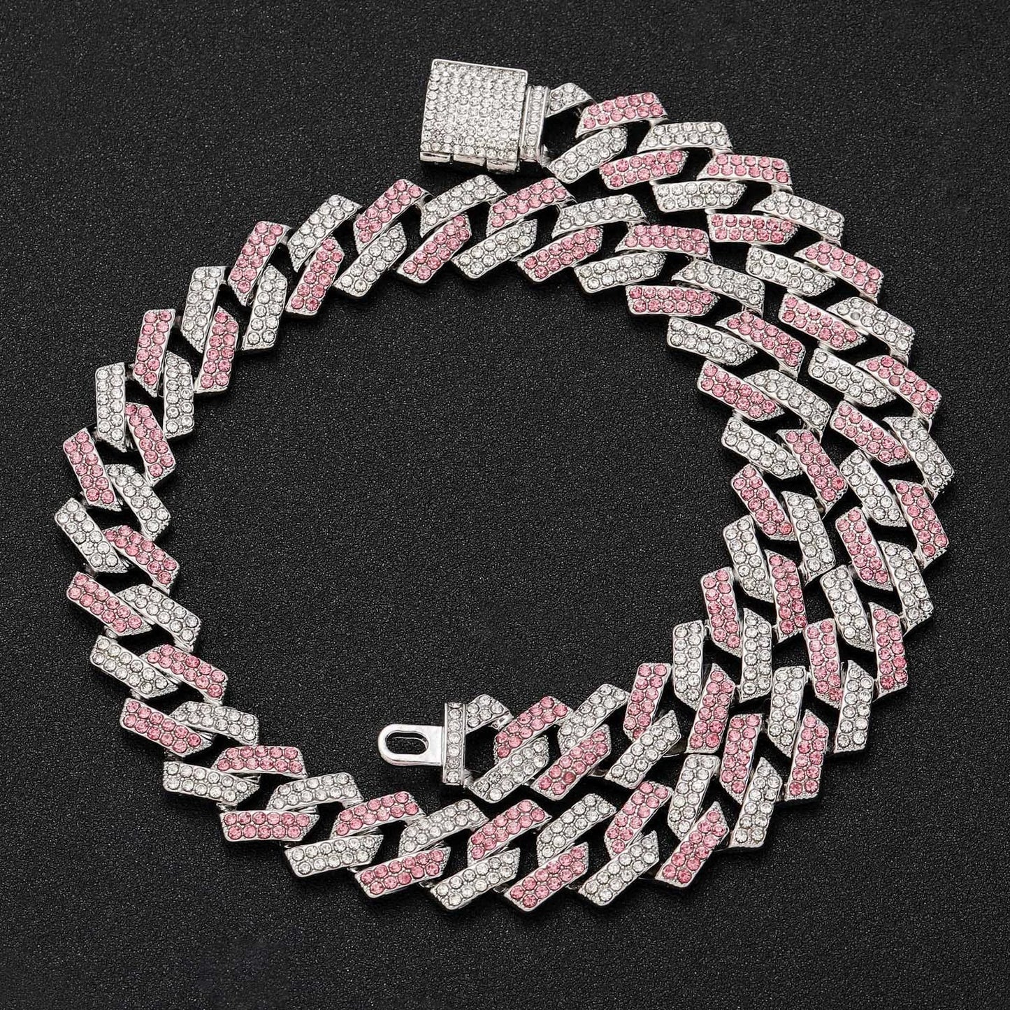 Hip Hop Diamond Shape Cuban Link Alloy Necklace for Men