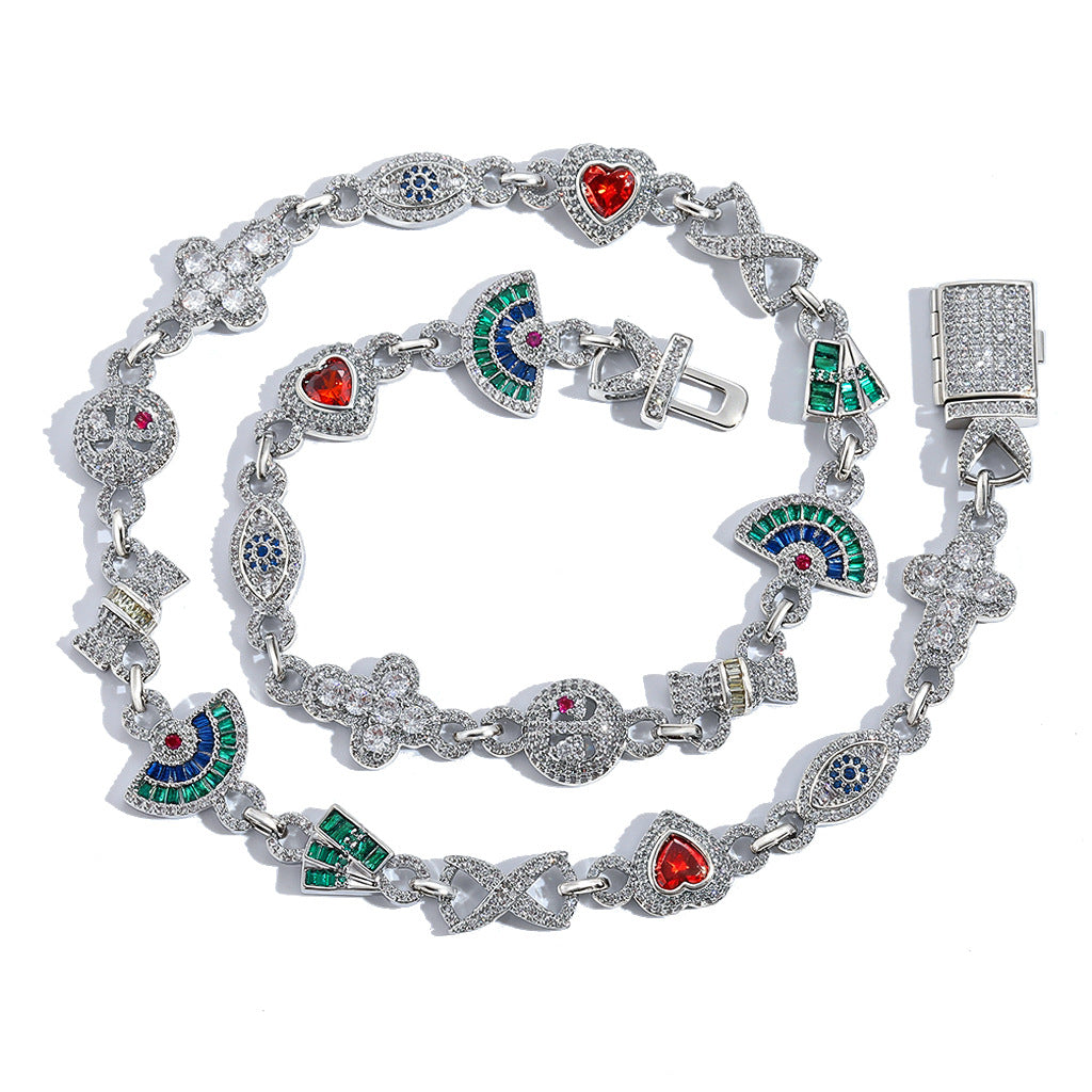 Light Luxury Cross Heart Cubic Zirconia Necklace for Men