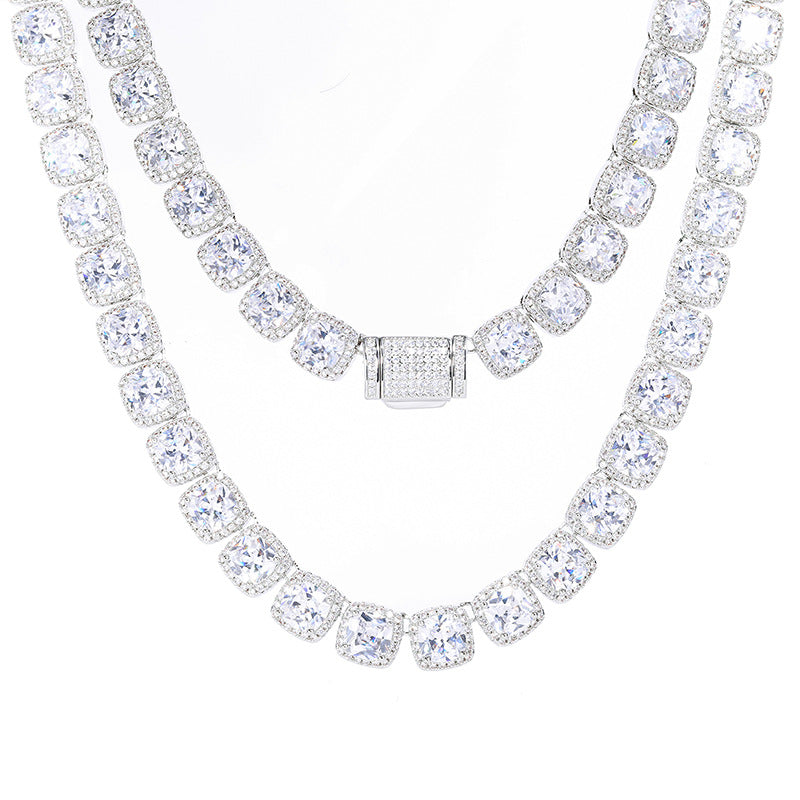 Iced Out Princess Cut Cubic Zirconia Tennis Chain Necklace for Men & Women product image