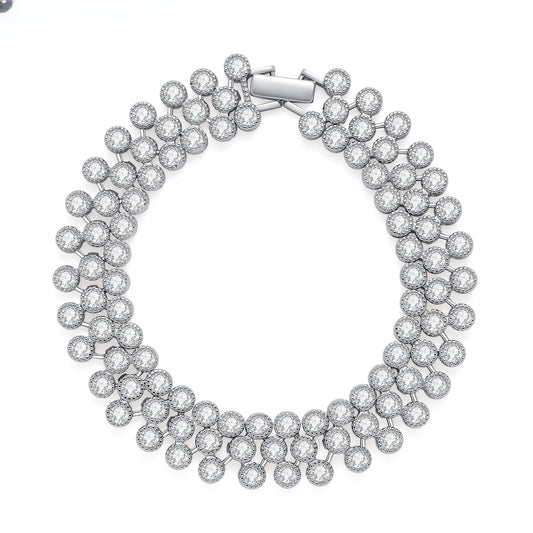 Round Halo Cluster Tennis Bracelet for Women Elegant Statement Jewelry