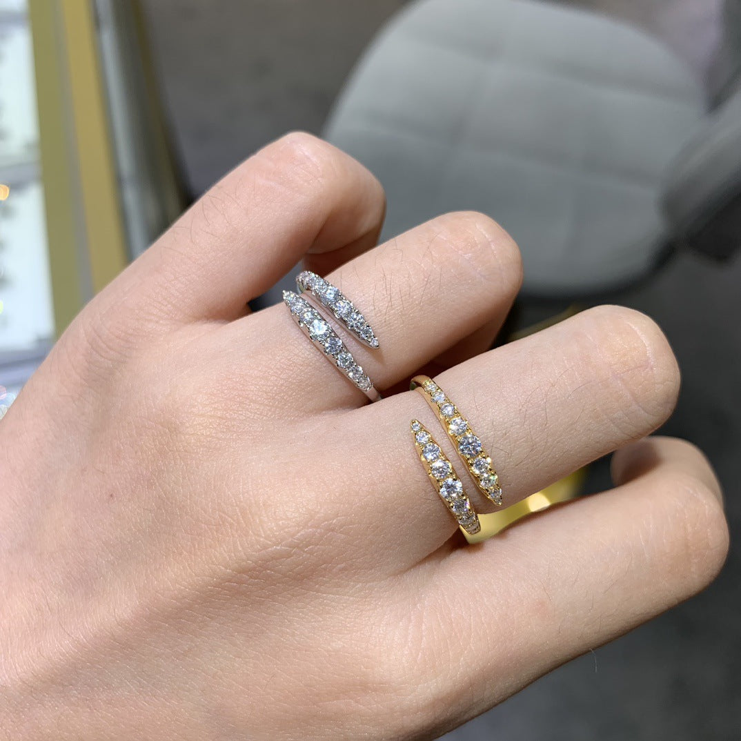 Open Wrap Moissanite Ring for Women, Double Row Wedding Promise Ring product image