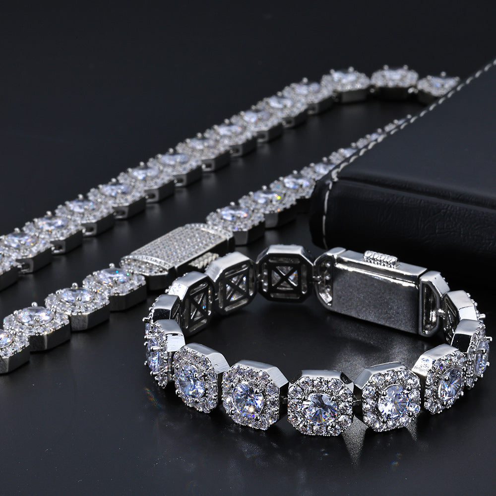 10-12 mm Square Halo CZ Link Copper Necklace or Bracelet - CHA091 product image