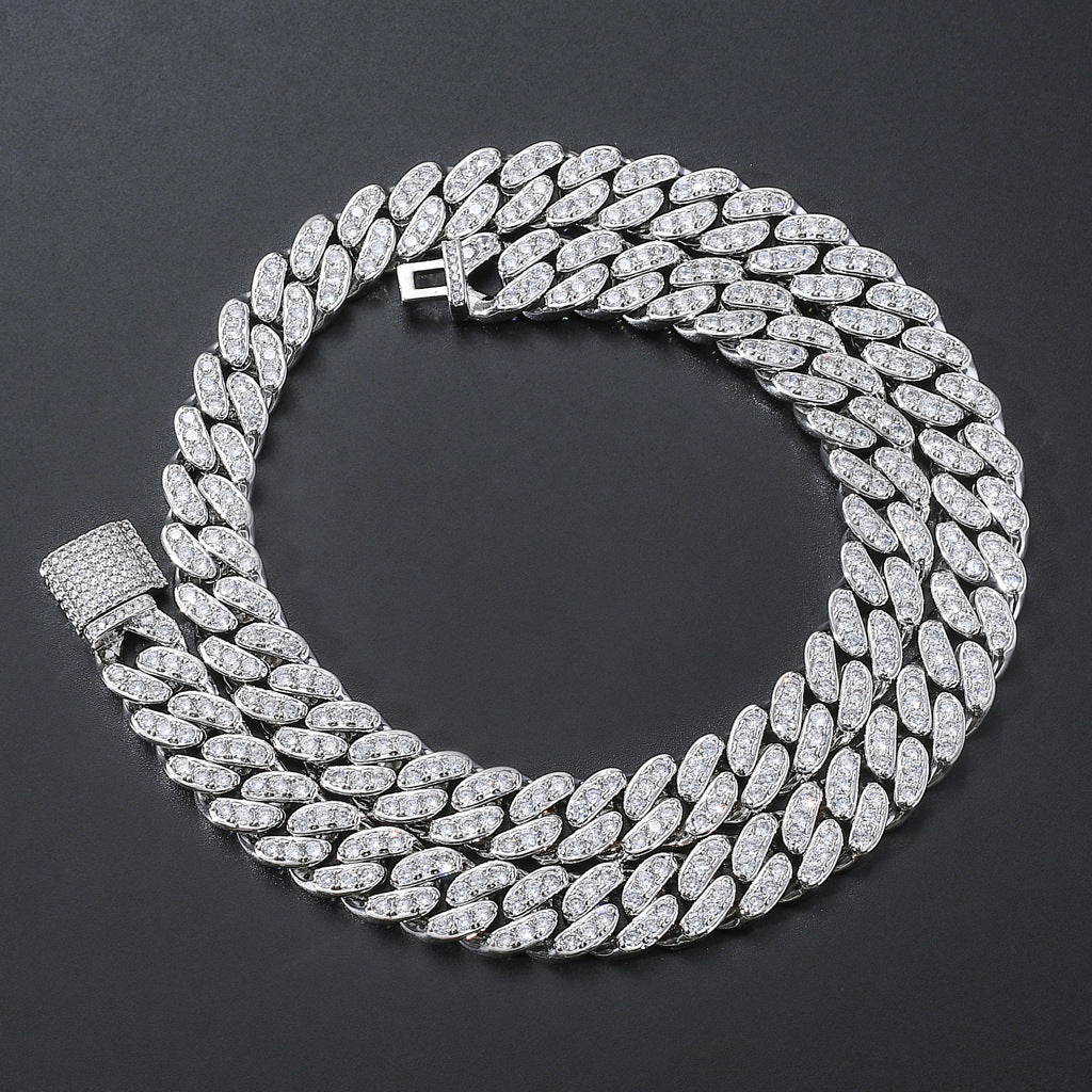 Hip Hop Light Luxury Cuban Link Cubic Zirconia Necklace for Men