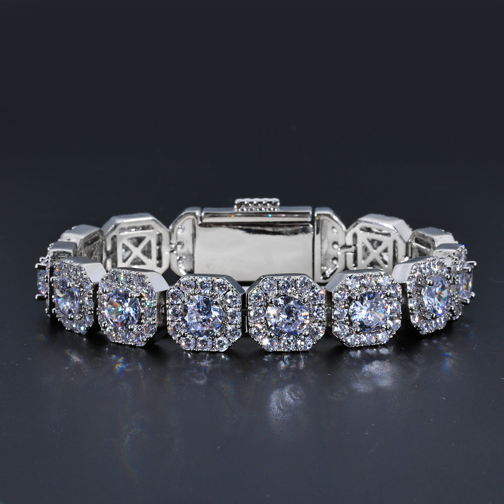 10-12 mm Square Halo CZ Link Copper Bracelet - CHA091 product image