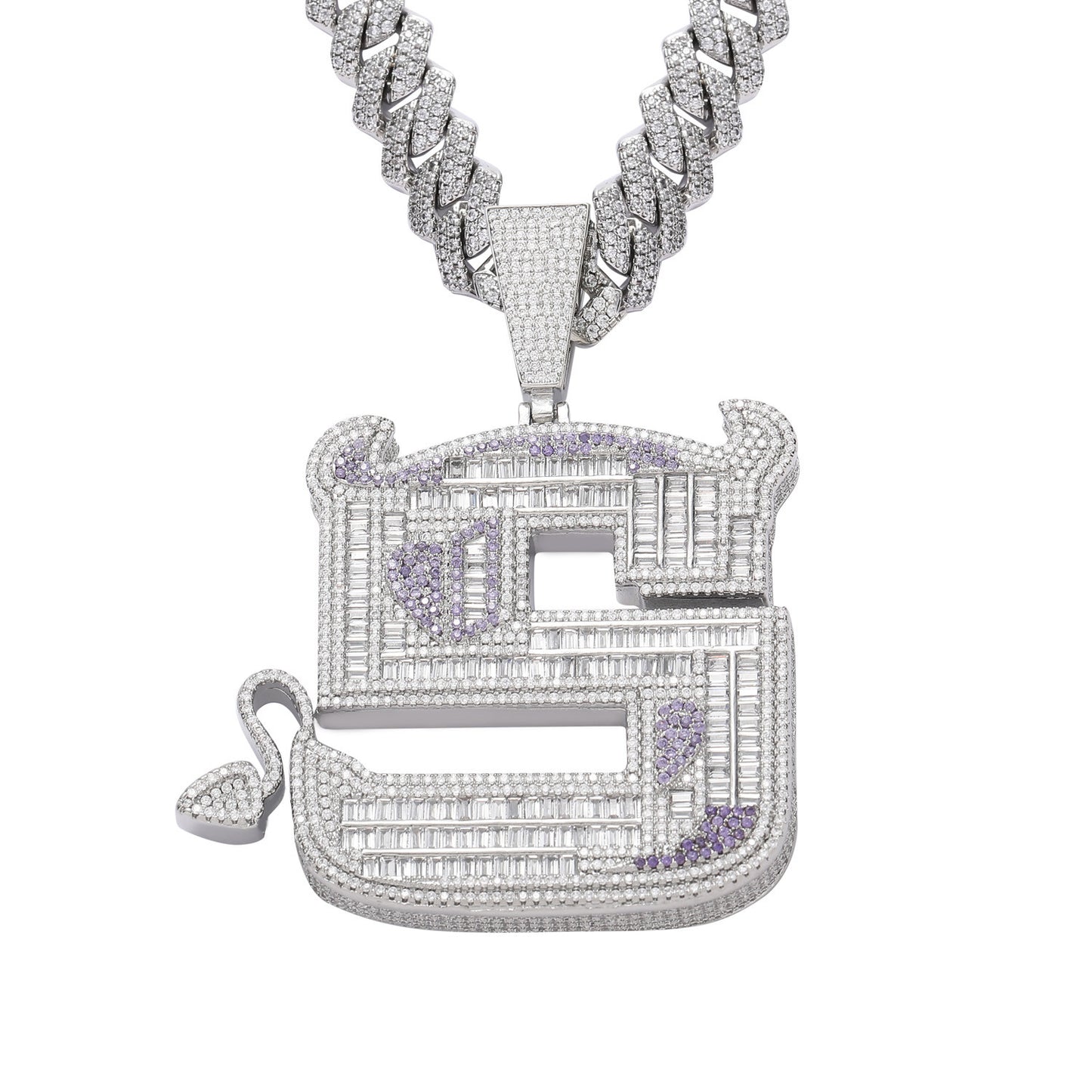 Hip Hop Letter Copper Pendant Necklace for Men and Women