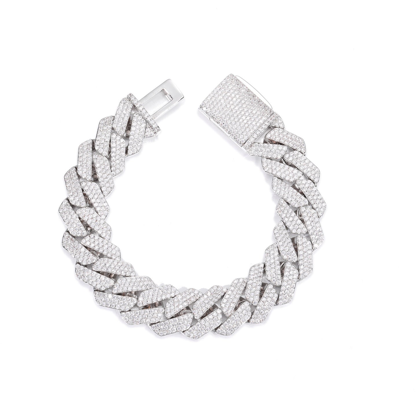 Iced Out 16mm Cuban Link Bracelet for Men and Women - Gold Color Copper Bracelet with Cubic Zirconia product image
