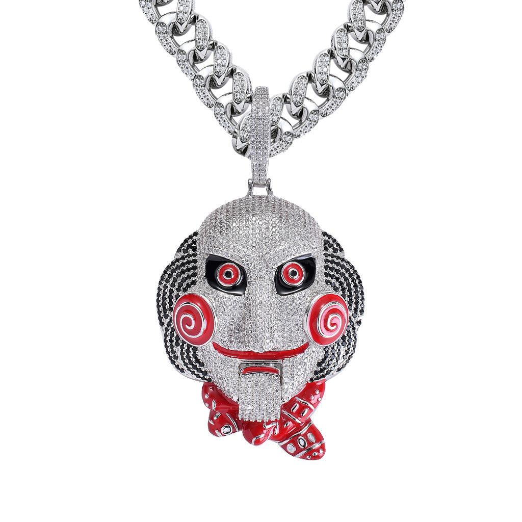 Hip Hop Vintage Sunflower Floral Cubic Zirconia Pendant Necklace for Men and Women
