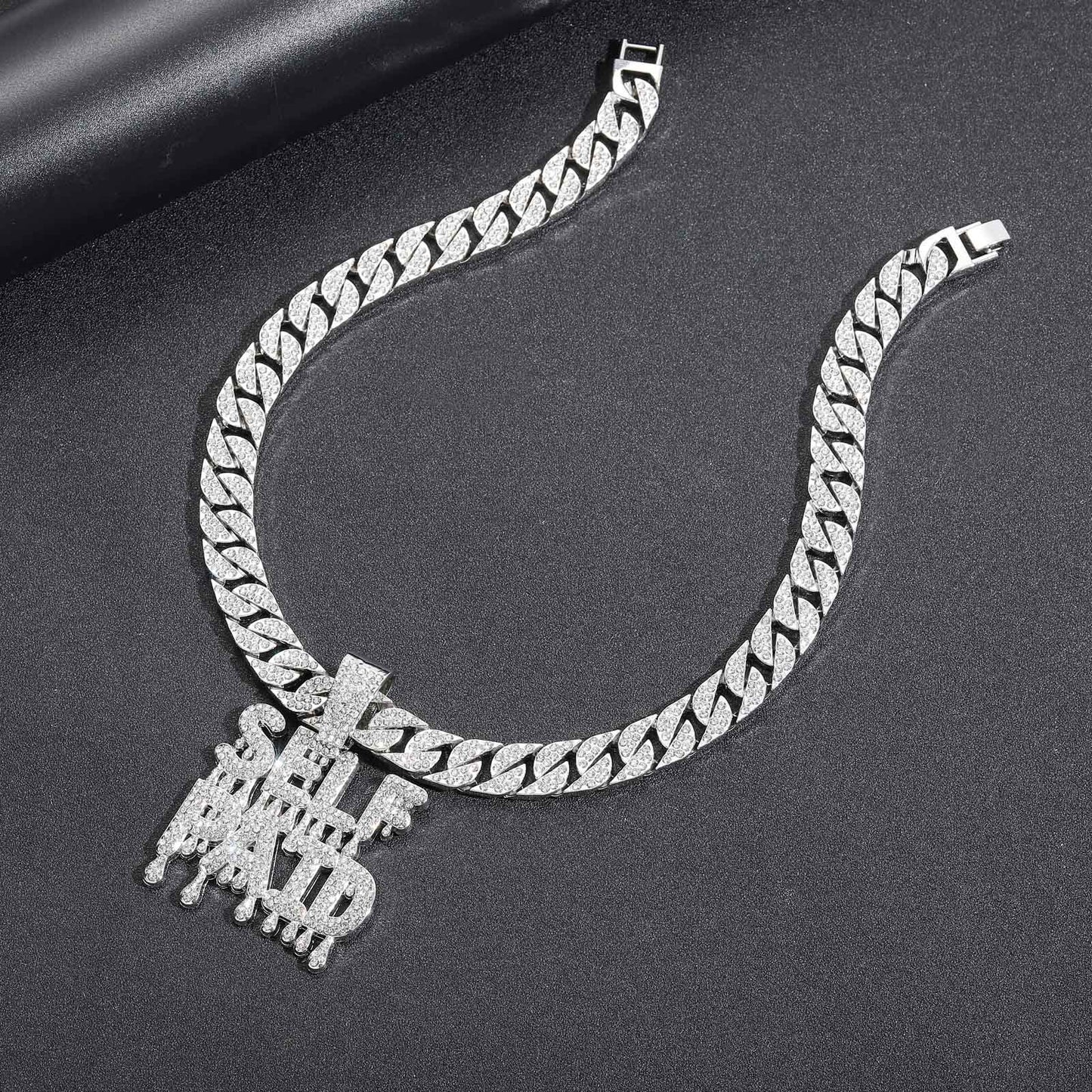 Hip Hop Letter Cubic Zirconia Pendant Necklace for Men and Women