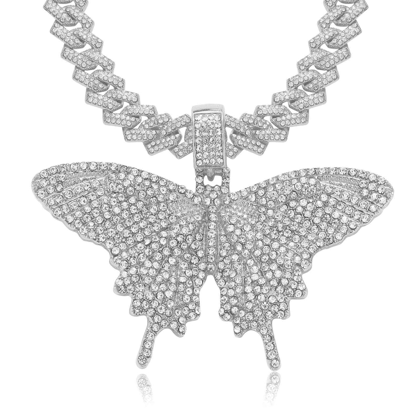 Hip Hop Butterfly Alloy Pendant Necklace for Men and Women