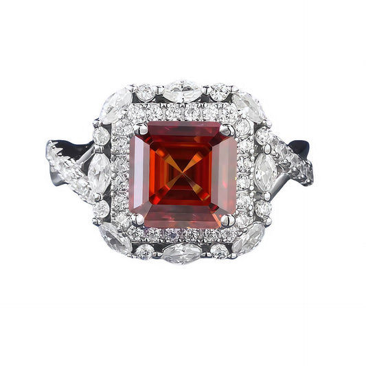 2 Carat Asscher-Cut Moissanite Halo Ring, Color Options alternate product image