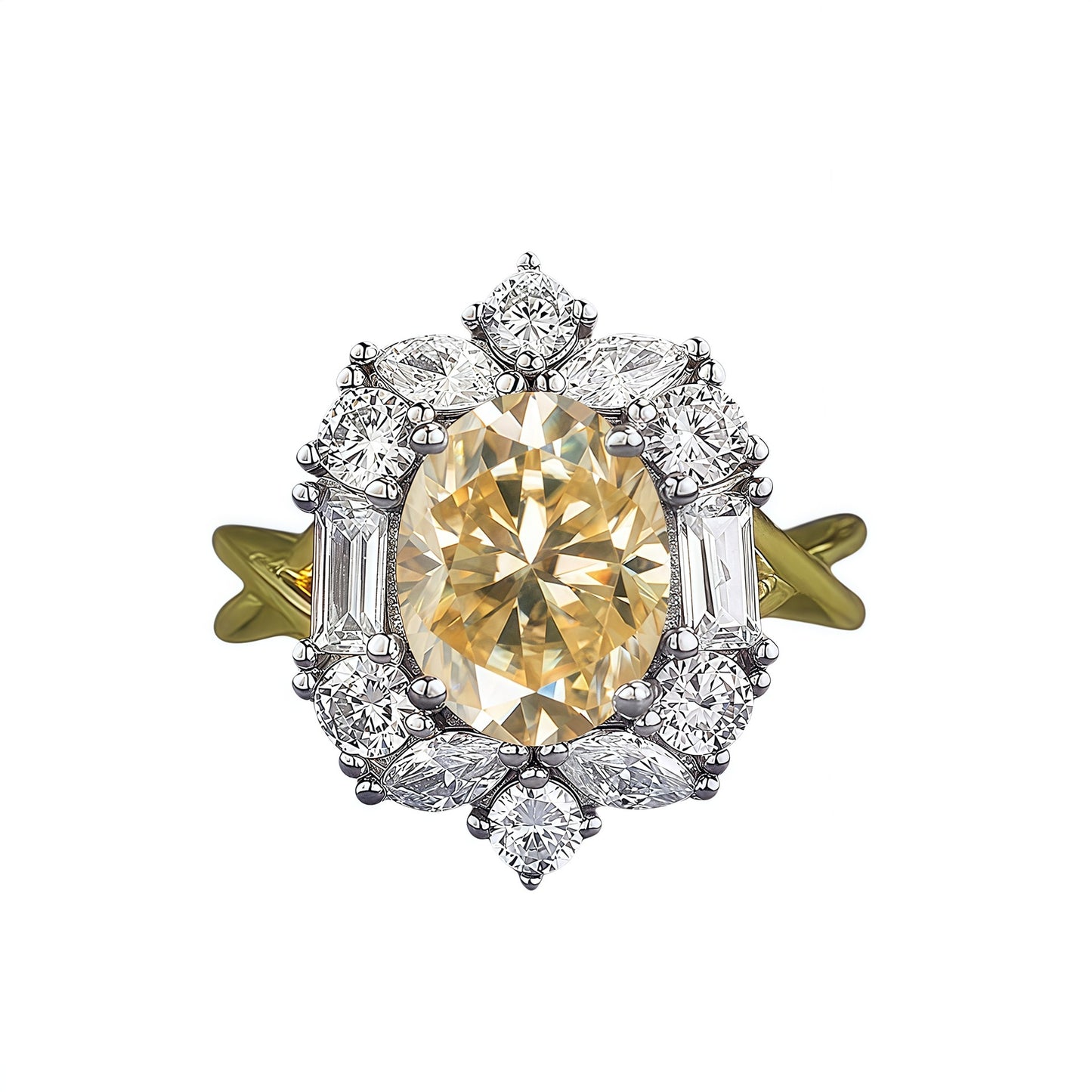 2ct Oval Moissanite Halo Ring, S925 Silver, Multi-Color Stone Options product image