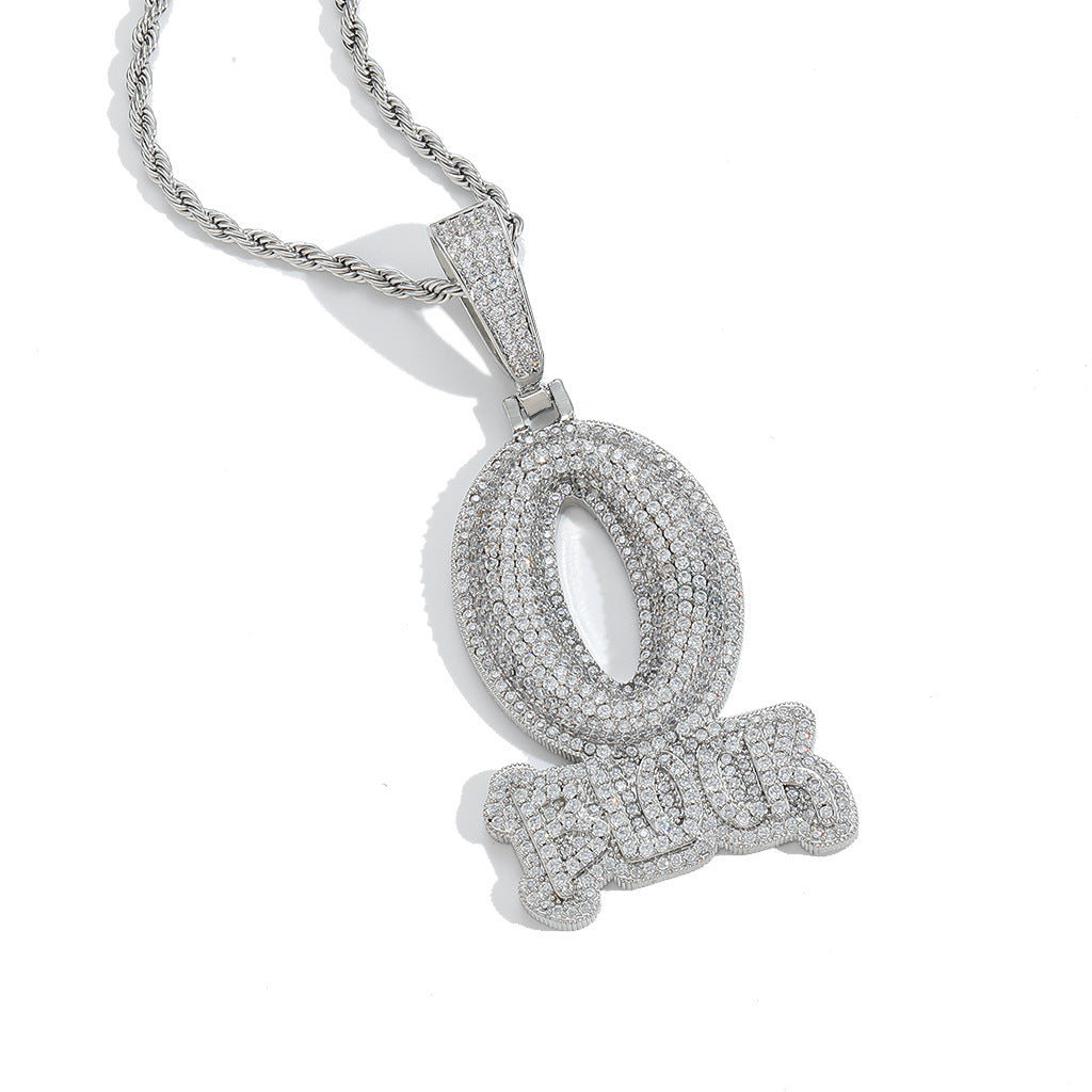 Hip Hop Letter Cubic Zirconia Pendant Necklace for Men and Women