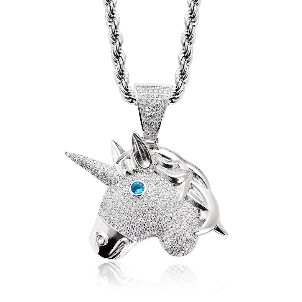 Hip Hop Vintage Cross Cubic Zirconia Pendant Necklace for Men and Women
