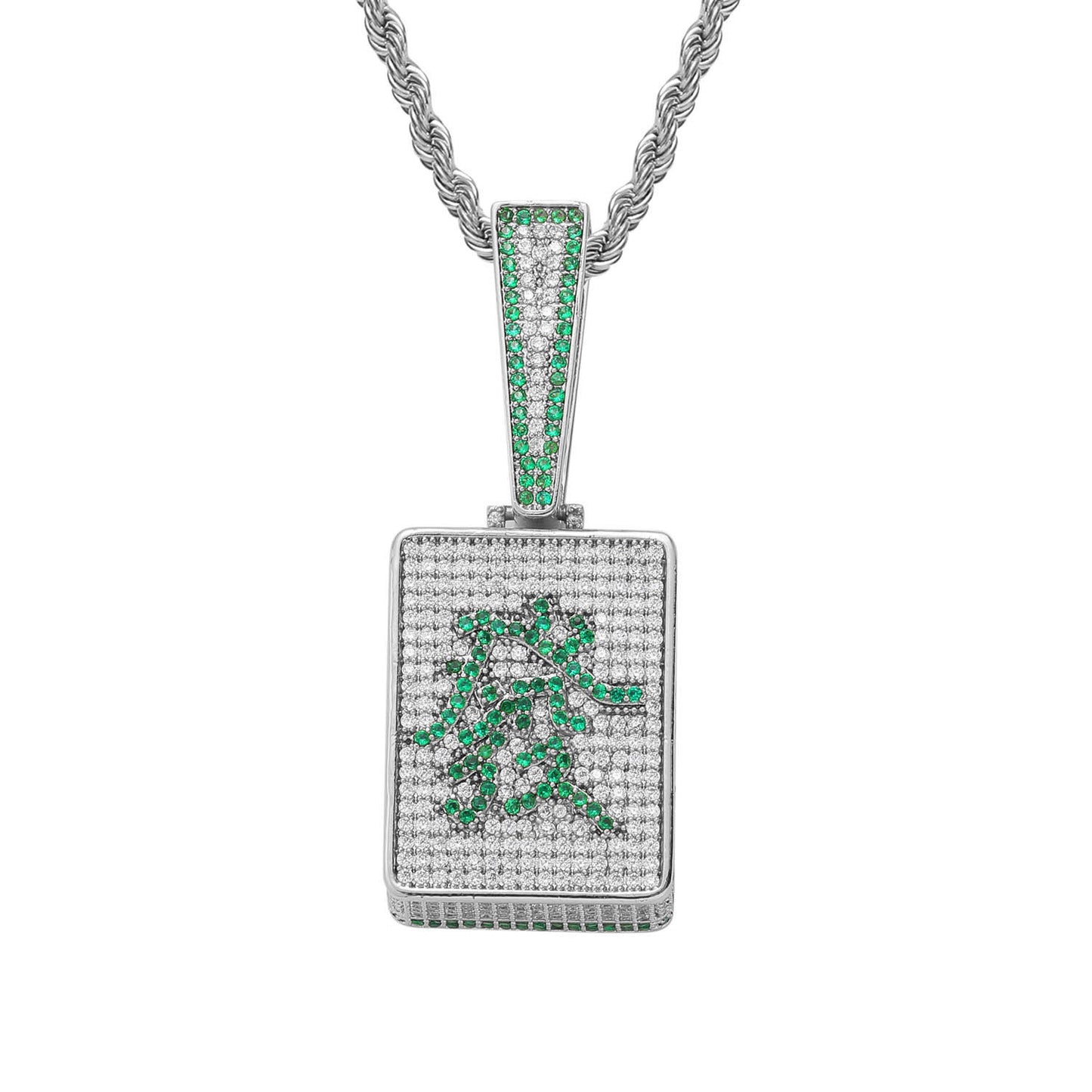 Light Luxury Geometric Square Cubic Zirconia Pendant Necklace for Men and Women