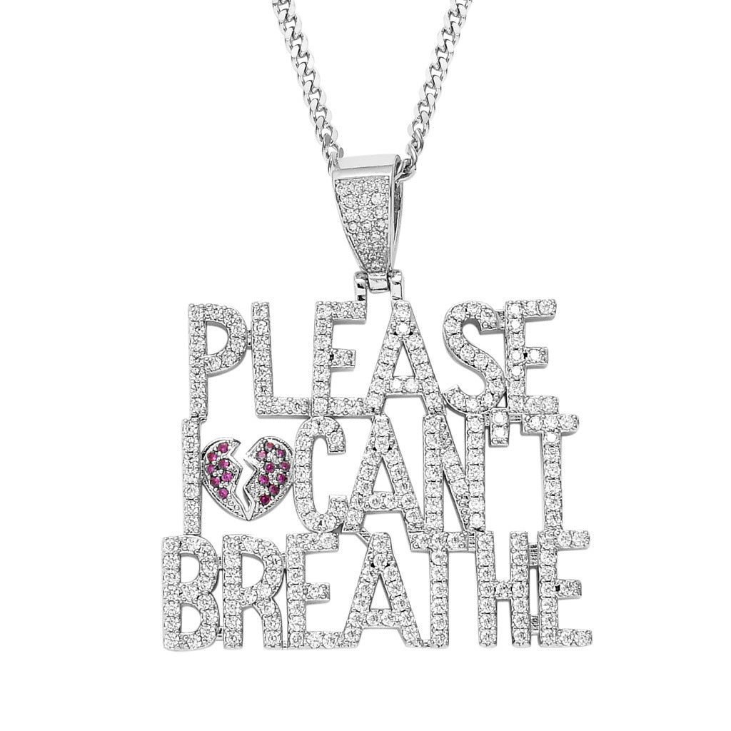Hip Hop Heart Letter Cubic Zirconia Necklace for Men and Women
