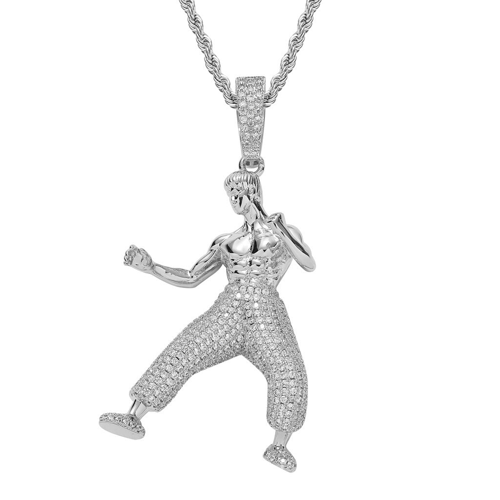 Hip Hop Dragon Cubic Zirconia Pendant Necklace for Men and Women