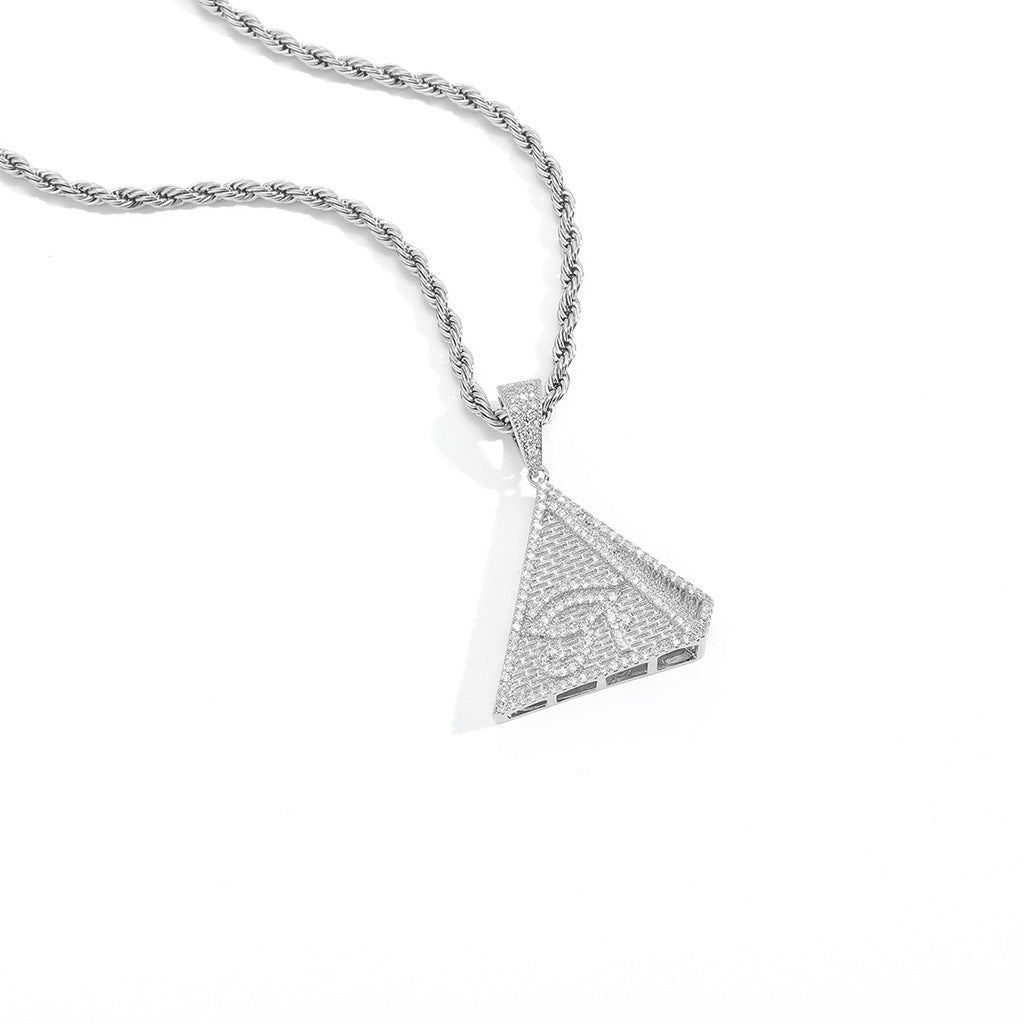Hip Hop Vintage Geometric Cubic Zirconia Pendant Necklace for Men and Women