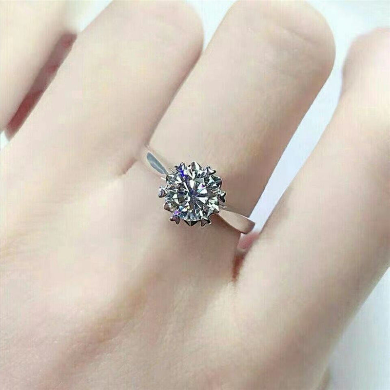 Moissanite Snowflake Flower Ring for Women, PT950 Engagement Ring, Promise Ring, Wedding Ring, Adjustable and Size Options
