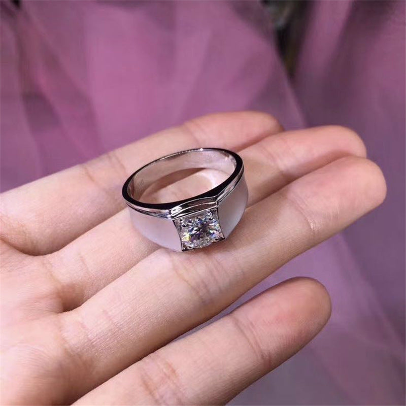 Men’s VVS Moissanite Ring - Classic Solitaire Band in 0.5ct, 1ct, 2ct Sizes