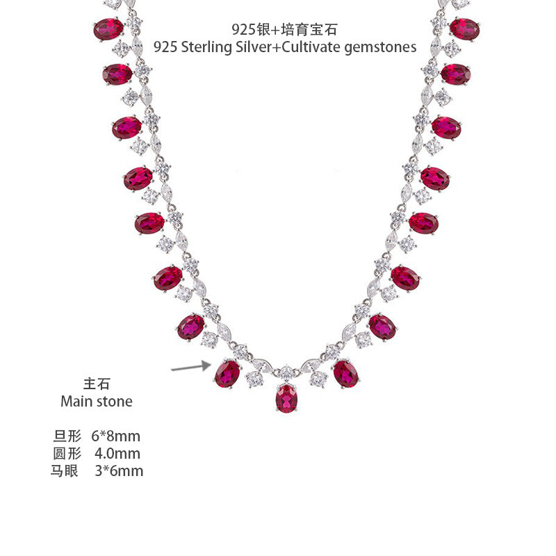 Vintage Red Oval Stone Tennis Bracelet, Silver-Tone Jewelry for Women product image