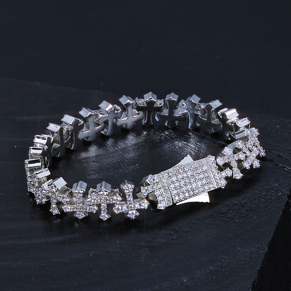 8.5-11 mm Cross CZ Link Copper Bracelet - CHA165 product image