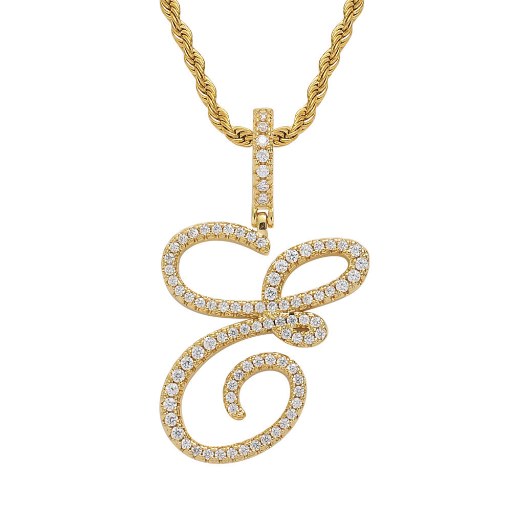Hip Hop Letter Cubic Zirconia Pendant Necklace for Men and Women