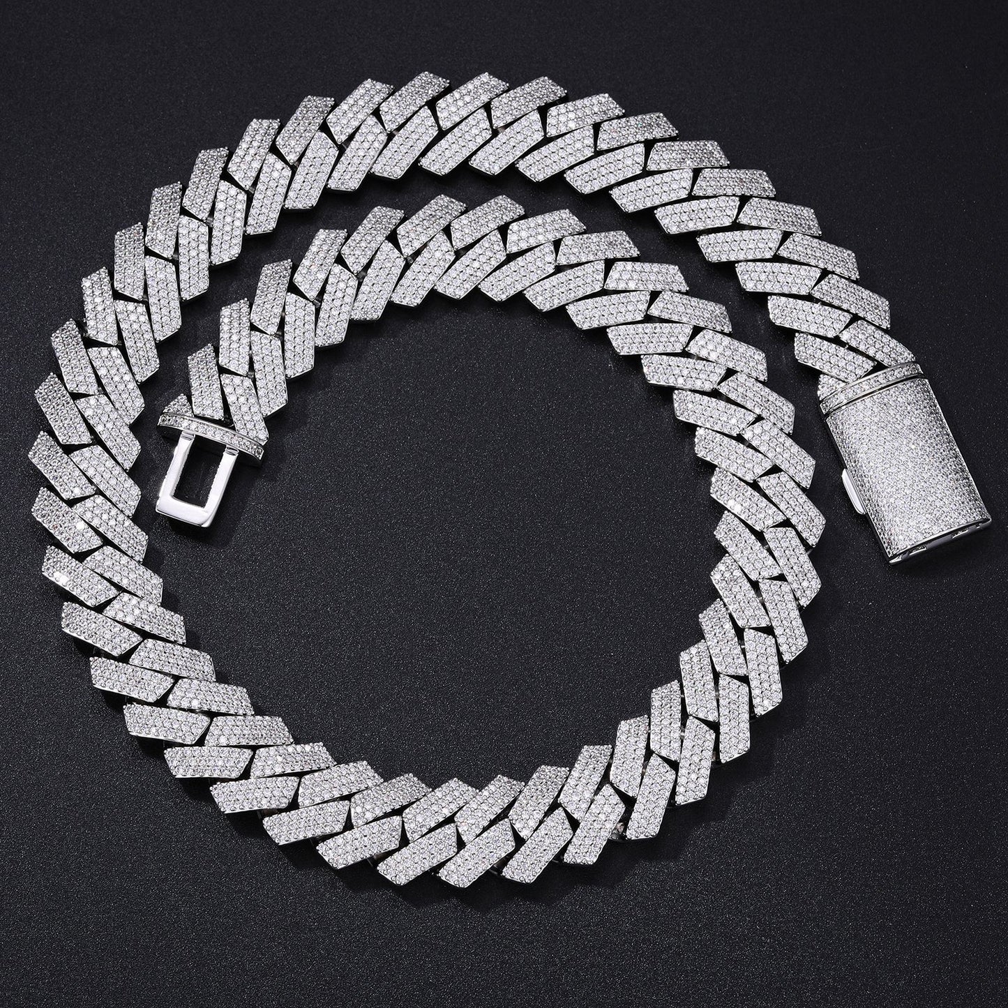 Iced Out Cuban Link Chain Bracelet & Necklace, Geometric Zircon Hip Hop Jewelry product image