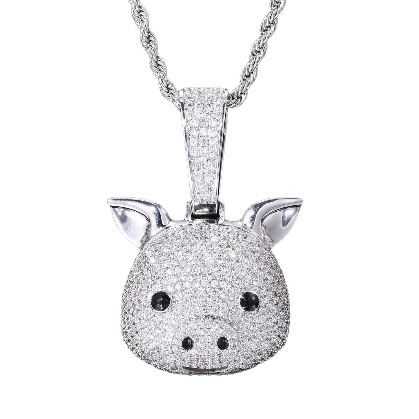 Iced Out Pig Pendant Necklace for Women and Men, Micro Pave Cubic Zirconia Hip Hop Chain product image