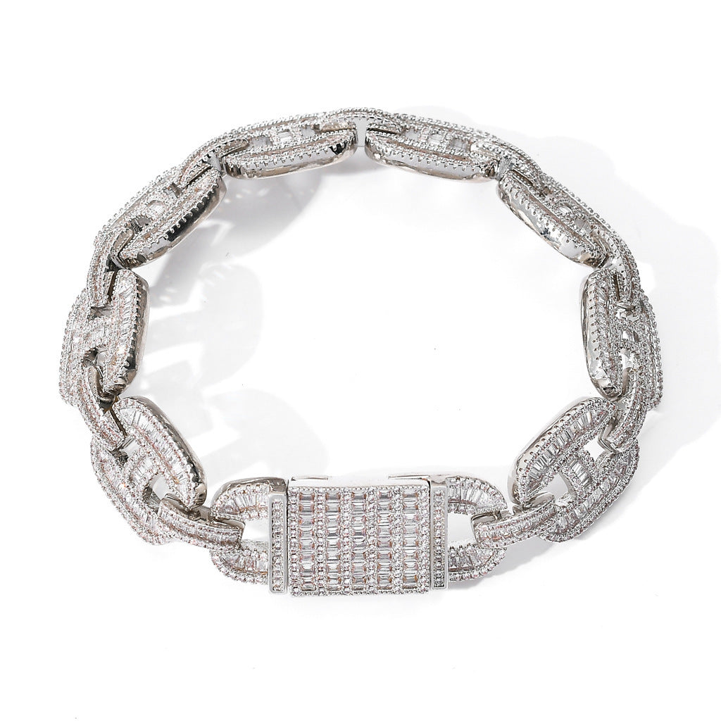 Hip Hop Cuban Link Cubic Zirconia Bracelet for Men