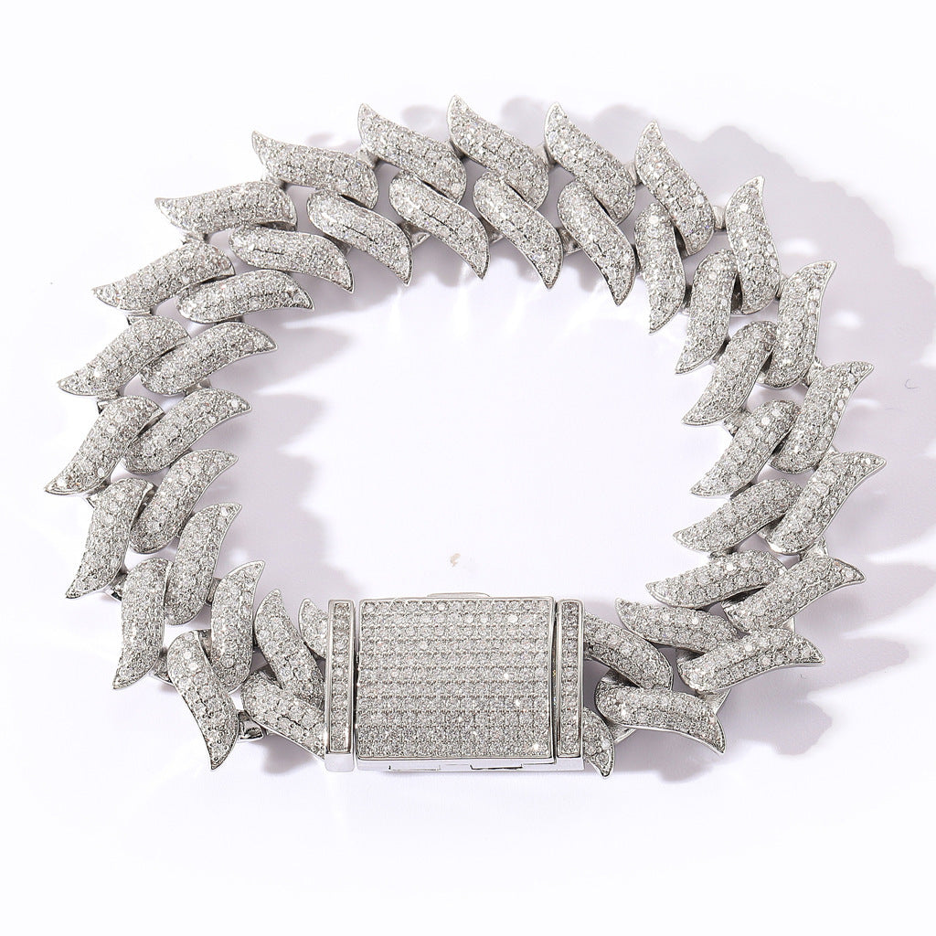 Hip Hop Punk Cuban Link Thorn Spike Copper Bracelet for Men