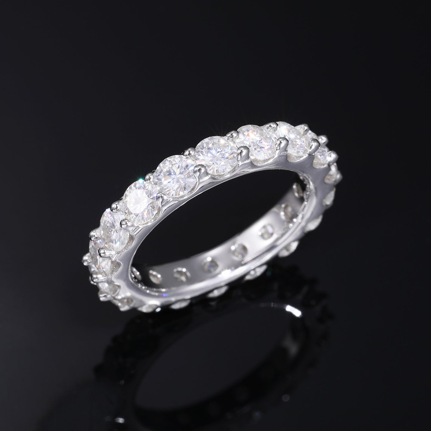 Moissanite Eternity Ring in 925 Silver, Round Stone Band, Unisex product image