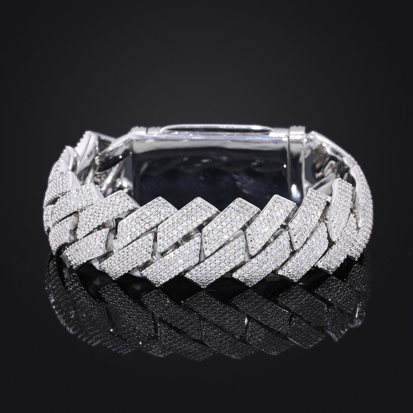 20mm Pavé Geometric Cuban Link Bracelet, Four-Row Zircon Bangle for Men and Women product image