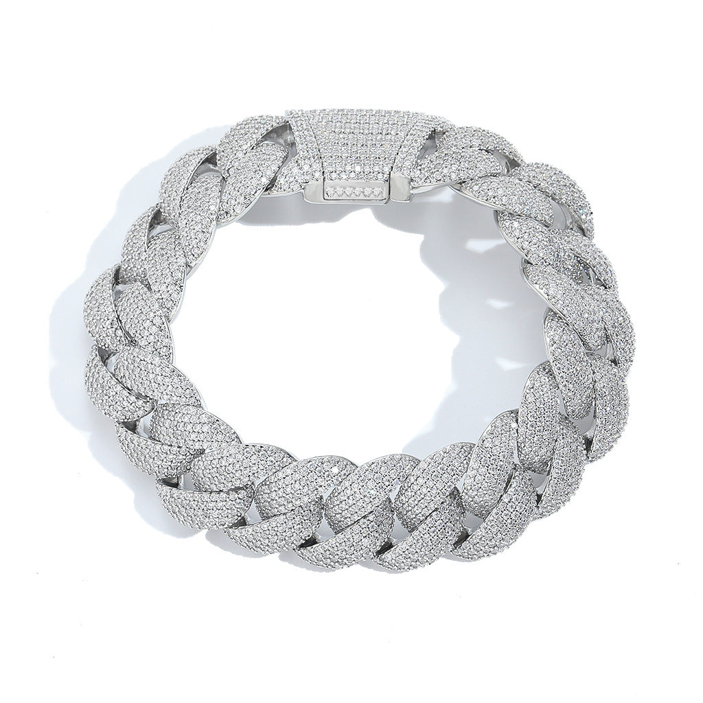 Hip Hop Light Luxury Cuban Link Bubble Cubic Zirconia Bracelet for Men