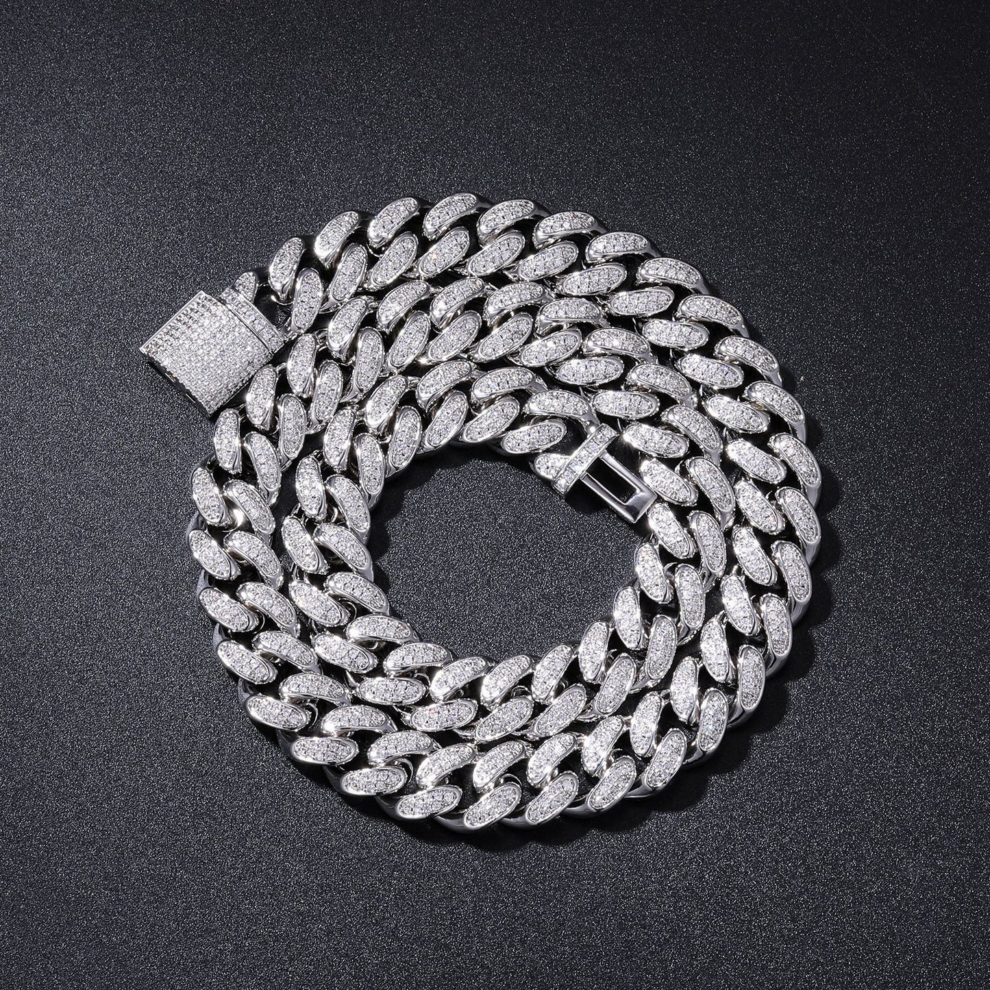 12mm Cubic Zirconia Cuban Link Chain Necklace Bracelet product image