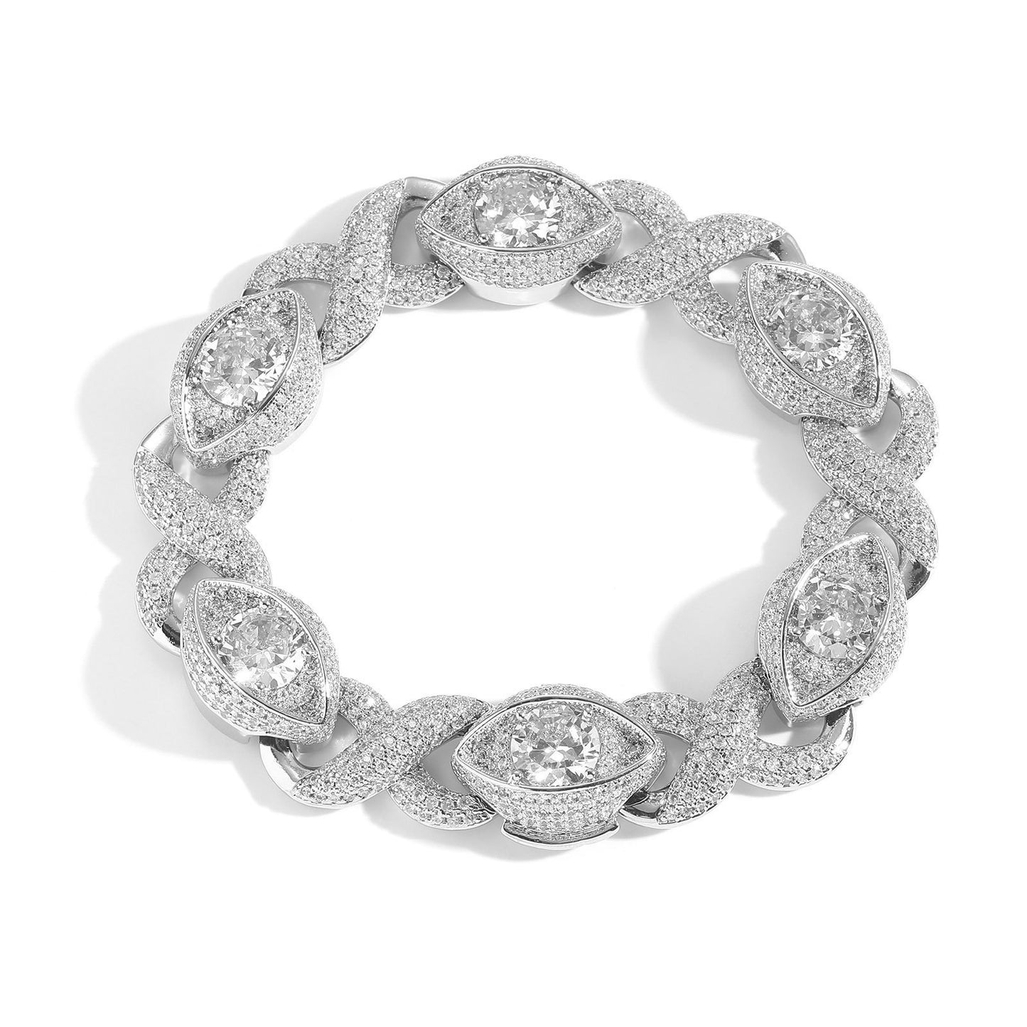 Hip Hop Four Leaf Clover Tennis Chain Cubic Zirconia Bracelet for Men and Women