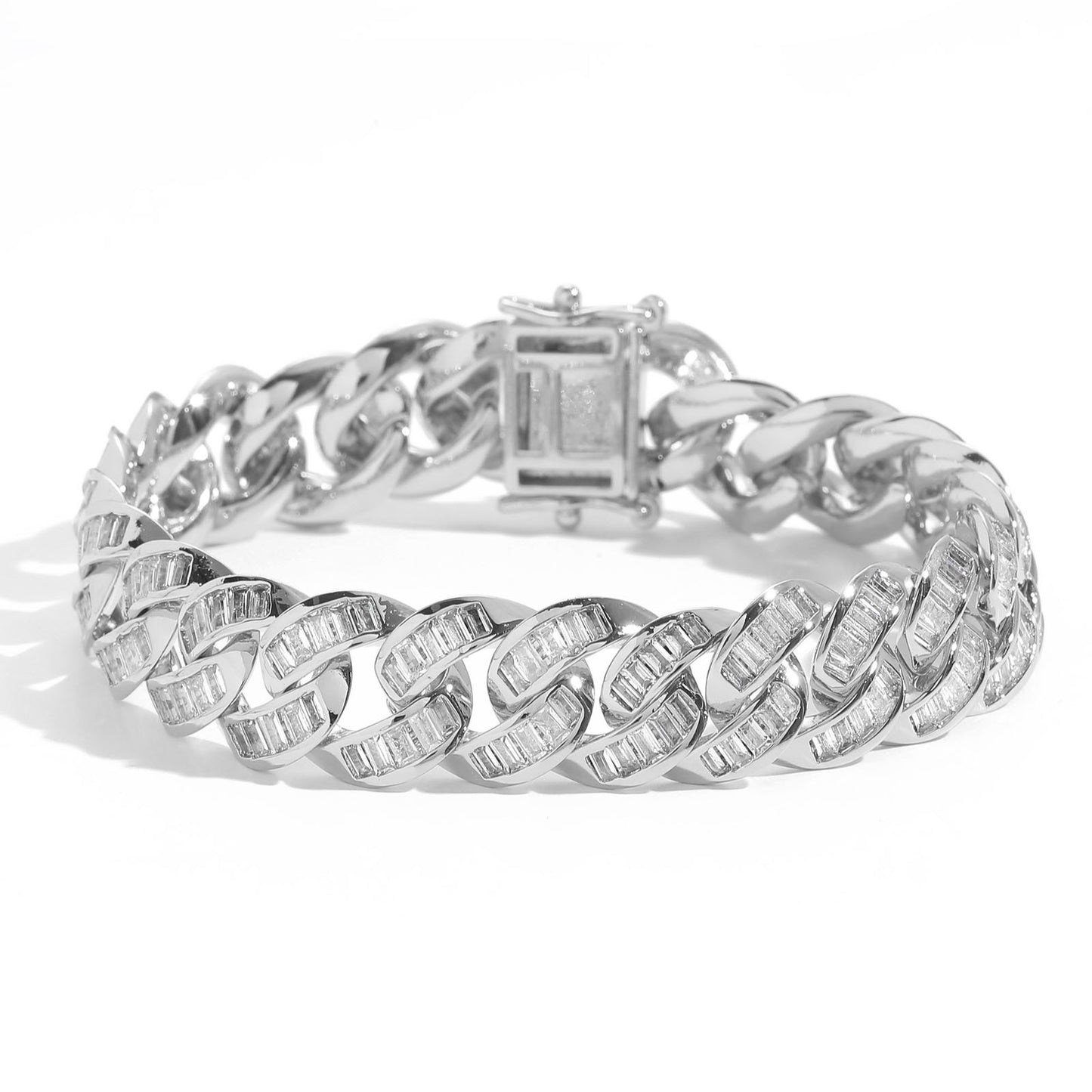 Hip Hop Light Luxury Square Cuban Link Cubic Zirconia Bracelet for Men