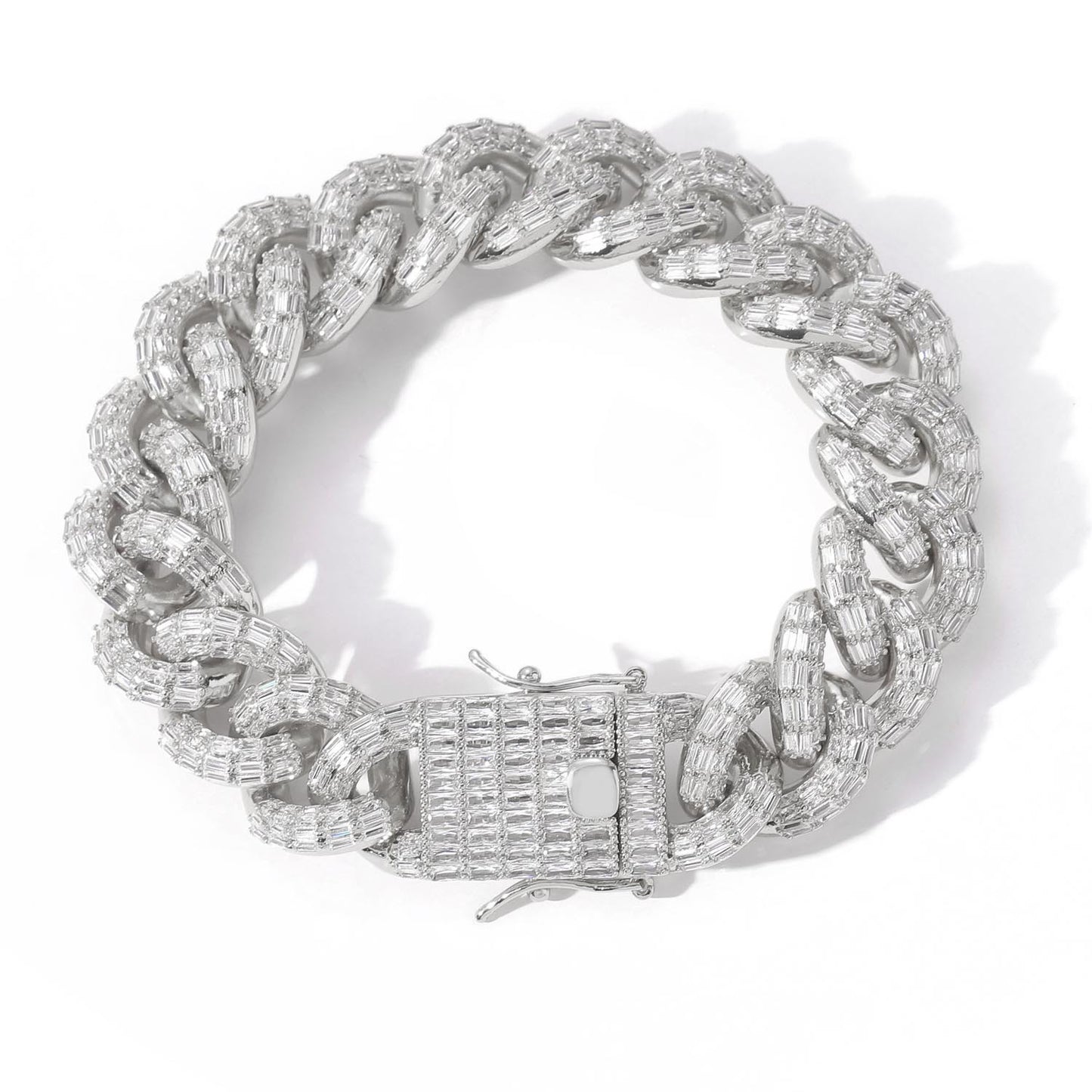 Hip Hop Light Luxury Square Cuban Link Cubic Zirconia Bracelet for Men