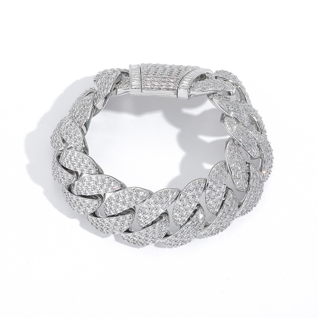 Hip Hop Cuban Link Bubble Cubic Zirconia Bracelet for Men